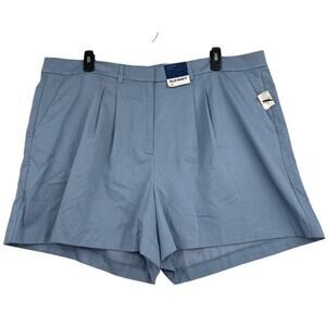 Old Navy Shorts Size XXL Blue Extra High Rise Trouser Pleated Viscose 5" Inseam